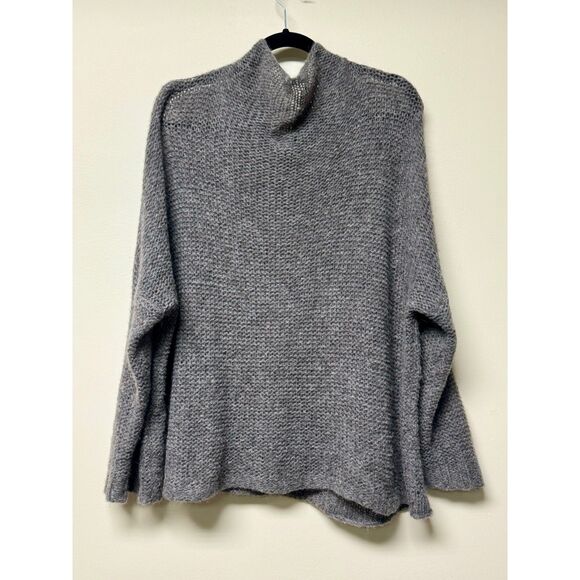EILEEN FISHER Wool/Alpaca Blend Super Soft Lightweight Gray Funnel Neck Sweater - Picture 4 of 6
